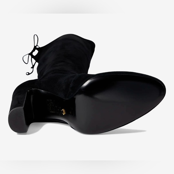 STUART WEITZMAN Vidaland 100MM Suede Over-the-Knee Boots, black, size 7.5 - Picture 10 of 12